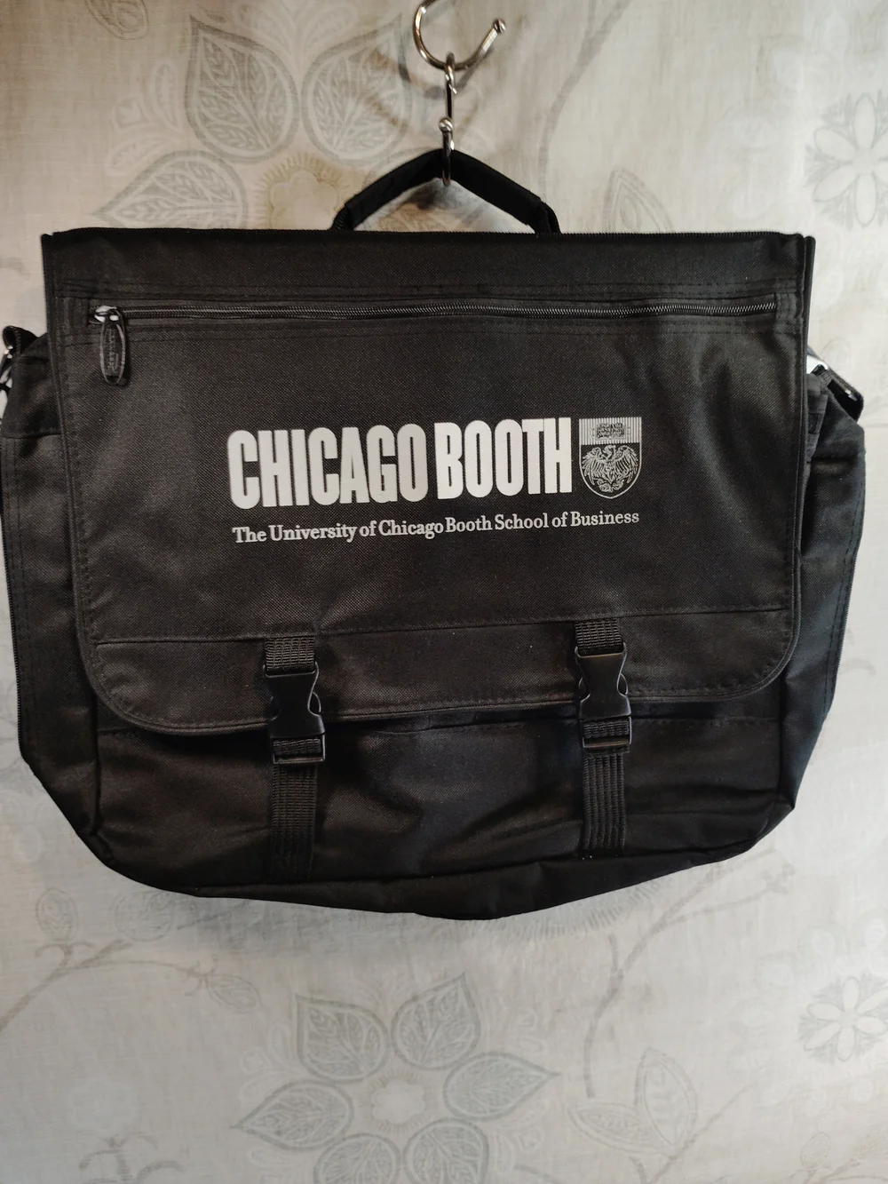 Chicago Booth Black Messenger Bag with Logo